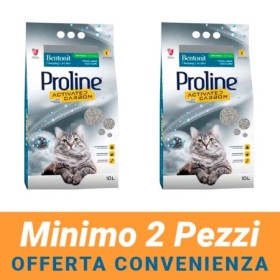 MINIMO 2 CONFEZIONI - Proline Lettiera Agglomerante In Bentonite Con Carboni Attivi Per Gatti Confezione da 10Litri