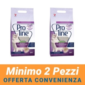 MINIMO 2 CONFEZIONI - Proline Lettiera Agglomerante In Bentonite al Profumo di Lavanda Per Gatti Confezione da 20 Litri