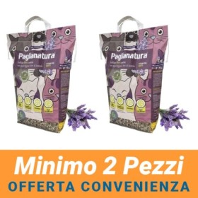 MINIMO 2 CONFEZIONI - Paglianatura Lettiera Agglomerante Vegetale Profumata alla Lavanda Formato 6 L (2,4 kg) per Gatto