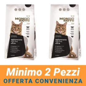 MINIMO 2 CONFEZIONI - Mondo Baffo Lettiera Agglomerante Fine Formato 7,5 Kg per Gatto