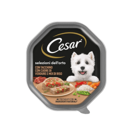 Cesar Selezioni dell'Orto Con Tacchino Cuore di Verdure e Mix di Riso Cibo Umido Per Cani Vaschetta 150 gr