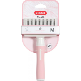 Zolux Cardatore Anah Retrattile Taglia M Rosso per Cani, Setole in Acciaio Inossidabile, Manico Ergonomico Antiscivolo