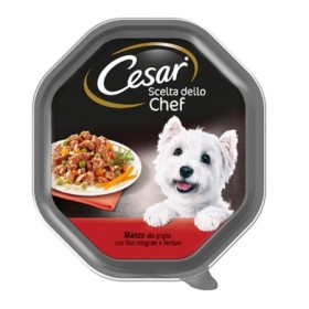 Cesar Scelta Dello Chef Alla Griglia Con Manzo Riso Integrale e Verdure Cibo Umido Per Cani Vaschetta 150 Gr