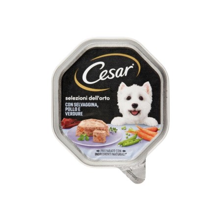 Cesar Selezioni dell'Orto Con Selvaggina Pollo e Verdure Cibo Umido Per Cani Vaschetta 150 gr