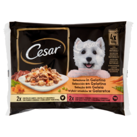 CESAR Buste Multipack Gusto Selezionato Alimento Umido Completo Mantenimento Per Cani Adulti Formato 4x100g