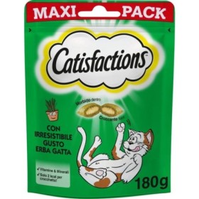 Catisfactions Con Erba Gatta Snack Per Gatti Maxi Pack Bustina 180 Gr Alimento Umido per Gatti
