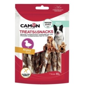 Camon Treats & Snack Ossi Masticabili al Gusto Anatra per la Ricompensa del Cane Confezione da 80 gr