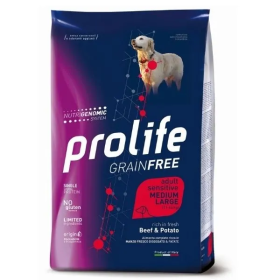 Prolife Dog Grain-Free Sensible Gusto Manzo e Patate Alimento Umido Completo per Cane Adulto di Taglia Media Formato 2,5 kg